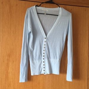light blue cardigan
